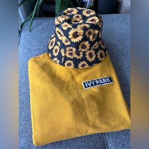 Ivy Park Crewneck, Sunflower Bucket Hat Set - Yellow/Black
